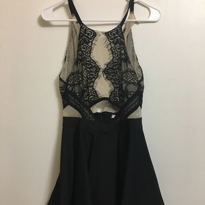 Black lace and shear short dress